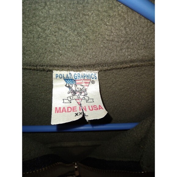 Polar Graphics XXL Fleece Vest Two Tone Green Brown USA Made Zip Front Vintage - Picture 5 of 7